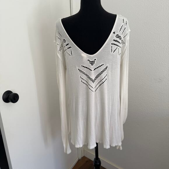 WE THE FREE People Moonrise Cutwork Thermal Shirt Top White Blouse Tunic - xs - Picture 7 of 8